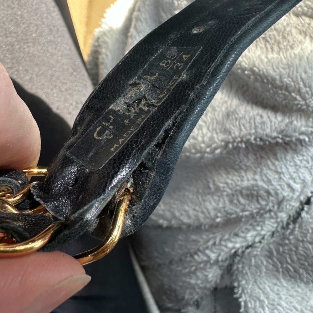 Chanel Black Leather Curb Chain Belt Vintage - Picture 5 of 9